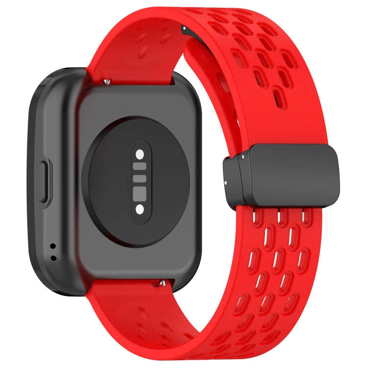 For Amazfit Bip 5 Folding Magnetic Clasp Silicone Watch Band(Red)