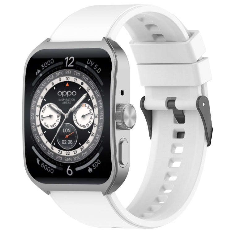 For OPPO Watch 4 Pro 22mm Solid Color Silicone Watch Band(White)