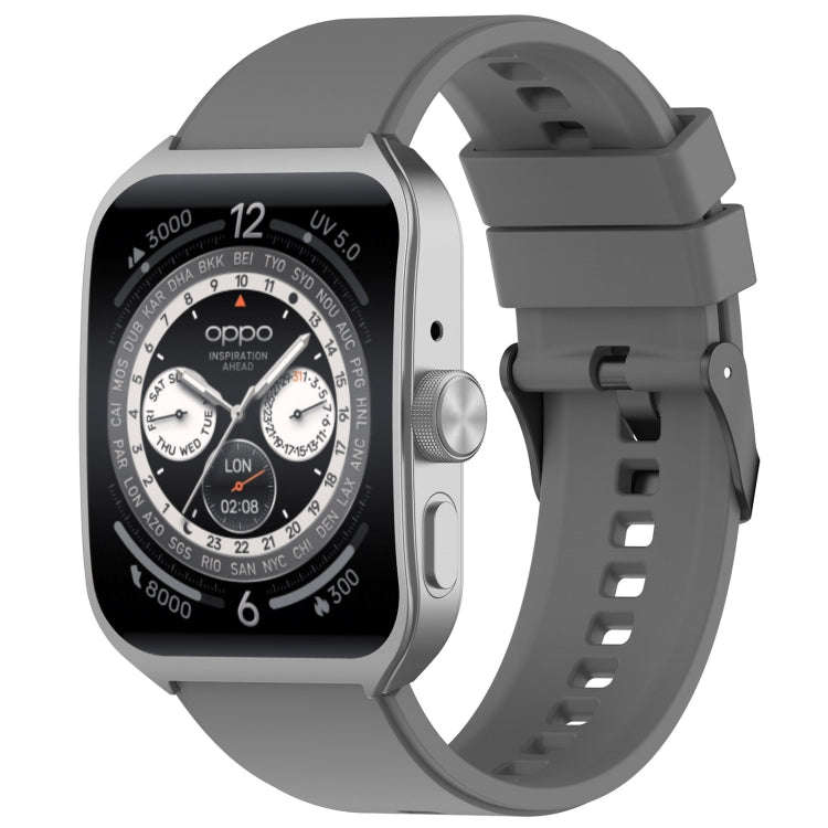 For OPPO Watch 4 Pro 22mm Solid Color Silicone Watch Band(Gray)