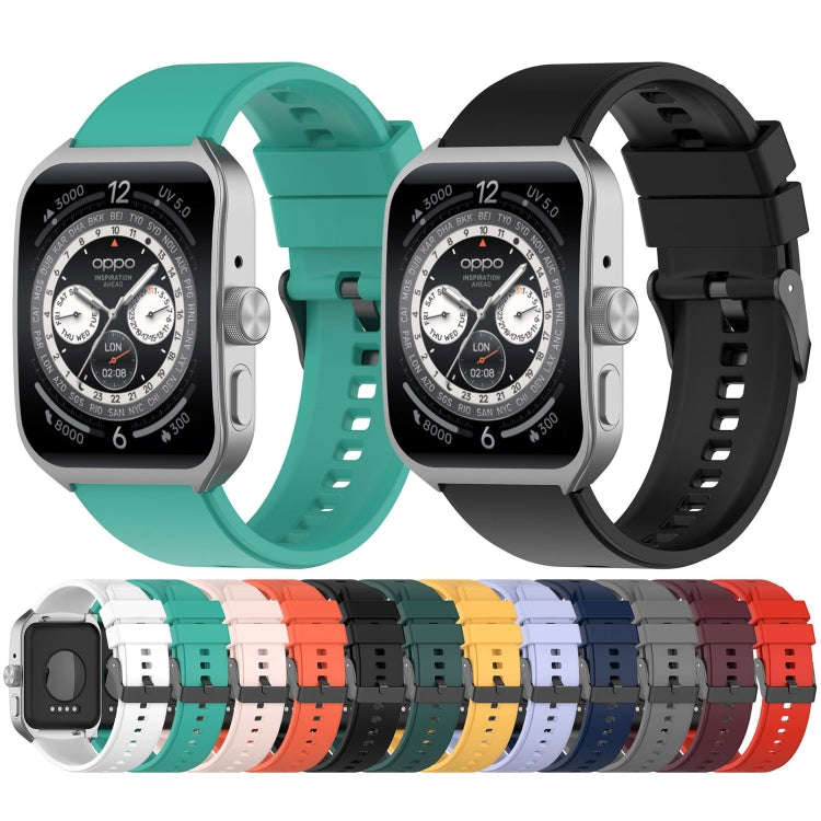 For OPPO Watch 4 Pro 22mm Solid Color Silicone Watch Band(Black)