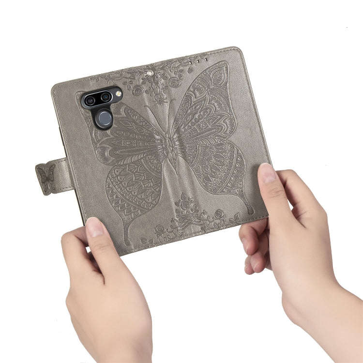 Butterfly Love Flowers Embossing Horizontal Flip Leather Case for LG K50 , with Holder & Card Slo...