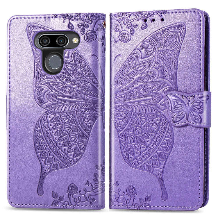 Butterfly Love Flowers Embossing Horizontal Flip Leather Case for LG K50 , with Holder & Card Slo...