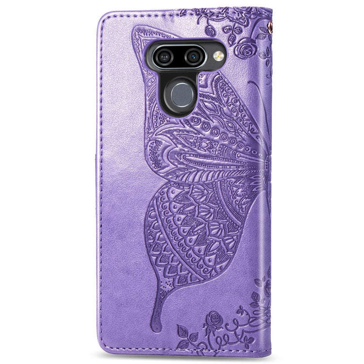 Butterfly Love Flowers Embossing Horizontal Flip Leather Case for LG K50 , with Holder & Card Slo...