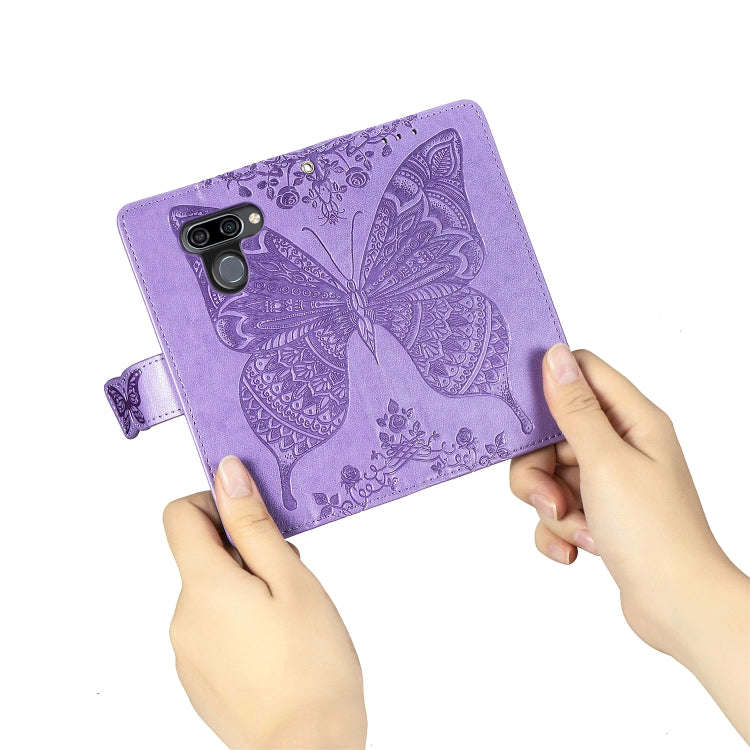 Butterfly Love Flowers Embossing Horizontal Flip Leather Case for LG K50 , with Holder & Card Slo...