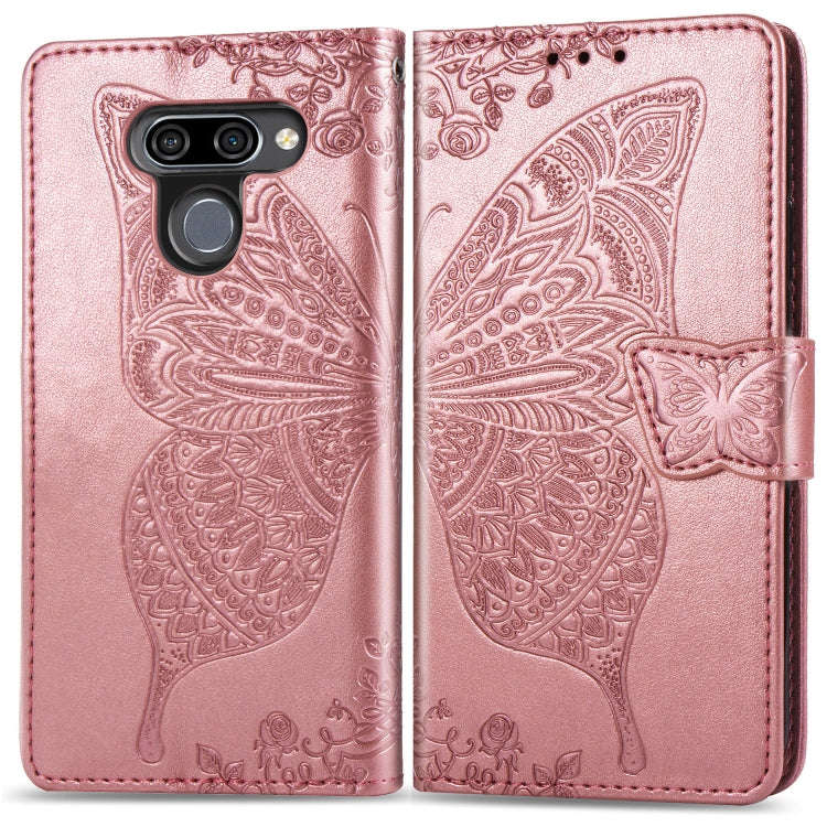 Butterfly Love Flowers Embossing Horizontal Flip Leather Case for LG K50 , with Holder & Card Slo...