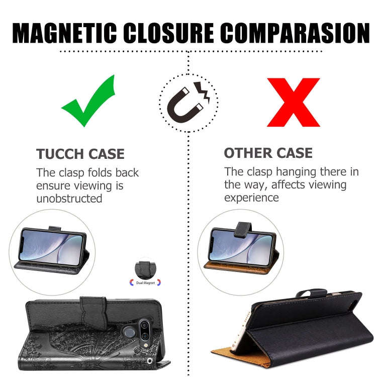 Butterfly Love Flowers Embossing Horizontal Flip Leather Case for LG K50 , with Holder & Card Slo...