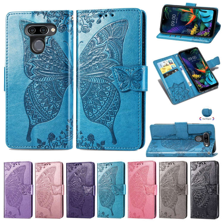 Butterfly Love Flowers Embossing Horizontal Flip Leather Case for LG K50 , with Holder & Card Slo...
