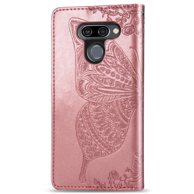 Butterfly Love Flowers Embossing Horizontal Flip Leather Case for LG K50 , with Holder & Card Slo...