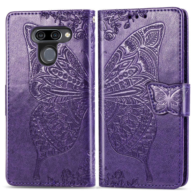 Butterfly Love Flowers Embossing Horizontal Flip Leather Case for LG K50 , with Holder & Card Slo...