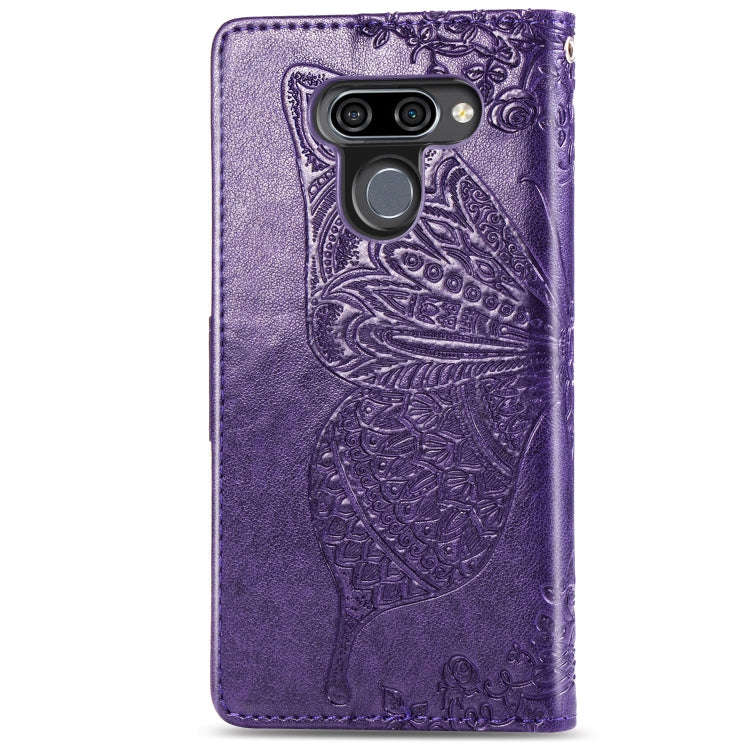 Butterfly Love Flowers Embossing Horizontal Flip Leather Case for LG K50 , with Holder & Card Slo...