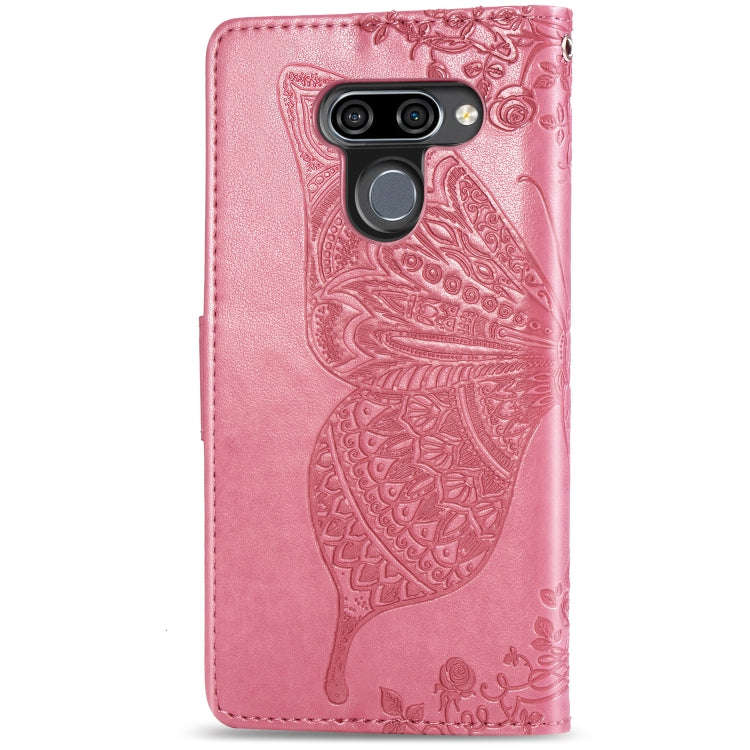 Butterfly Love Flowers Embossing Horizontal Flip Leather Case for LG K50 , with Holder & Card Slo...