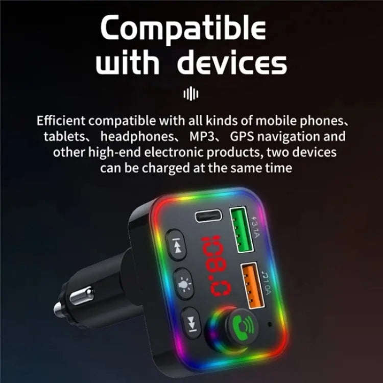 P4 Car FM Transmitter PD Fast Charger Car Charger Support U Disk Bluetooth Hands-free Calling