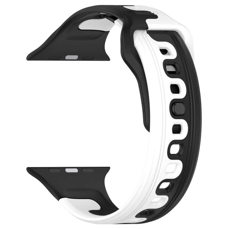 For Apple Watch SE 2023 40mm Double Color Silicone Watch Band(Black+White)