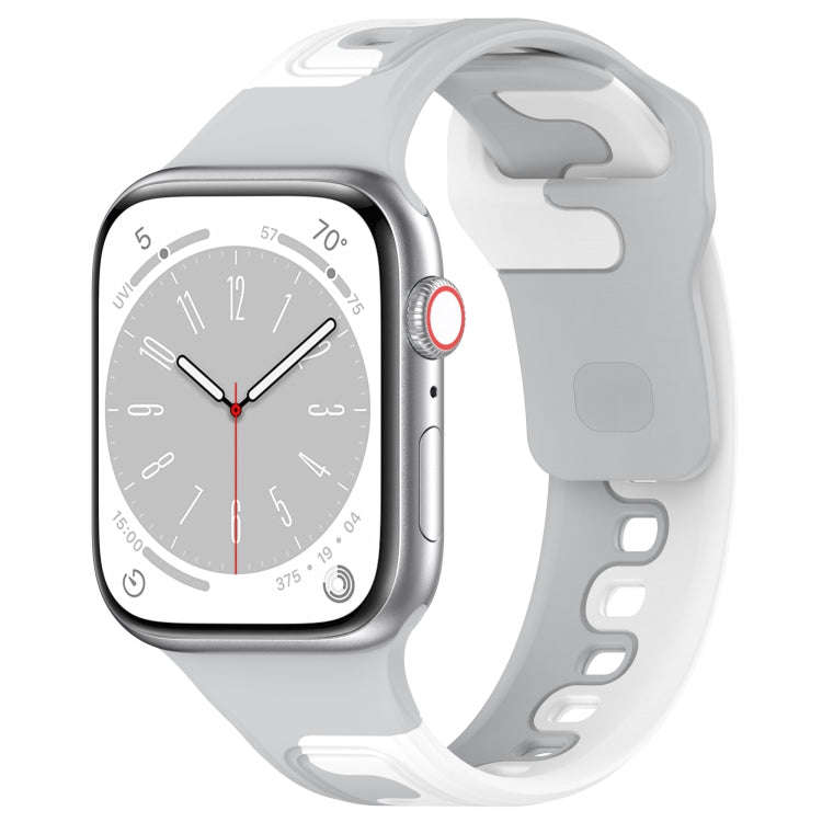 For Apple Watch SE 2023 40mm Double Color Silicone Watch Band(Grey+White)