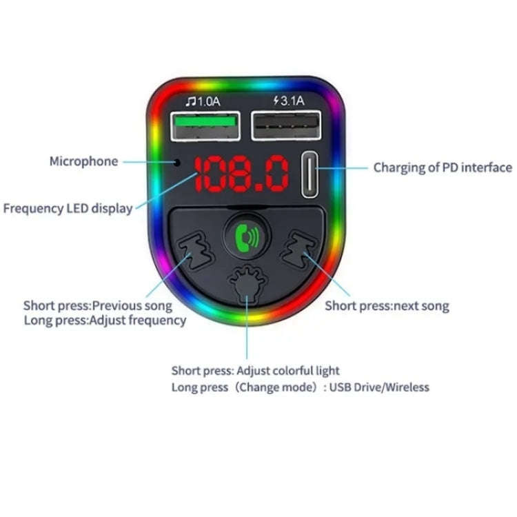 F21 PD + USB Car Charger Bluetooth Car Adapter Handsfree Call FM Transmitter MP3 Music Player