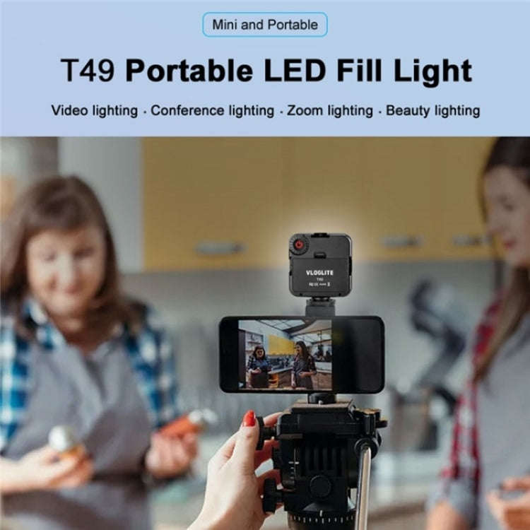 VLOGLITE T49 Portable LED Video Light 5600K Photography Photo Lighting Panel Mini Fill Lamp