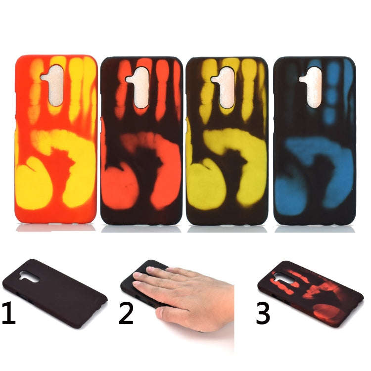 Paste Skin + PC Thermal Sensor Discoloration Case for Huawei Mate 20 Lite(Red yellow)