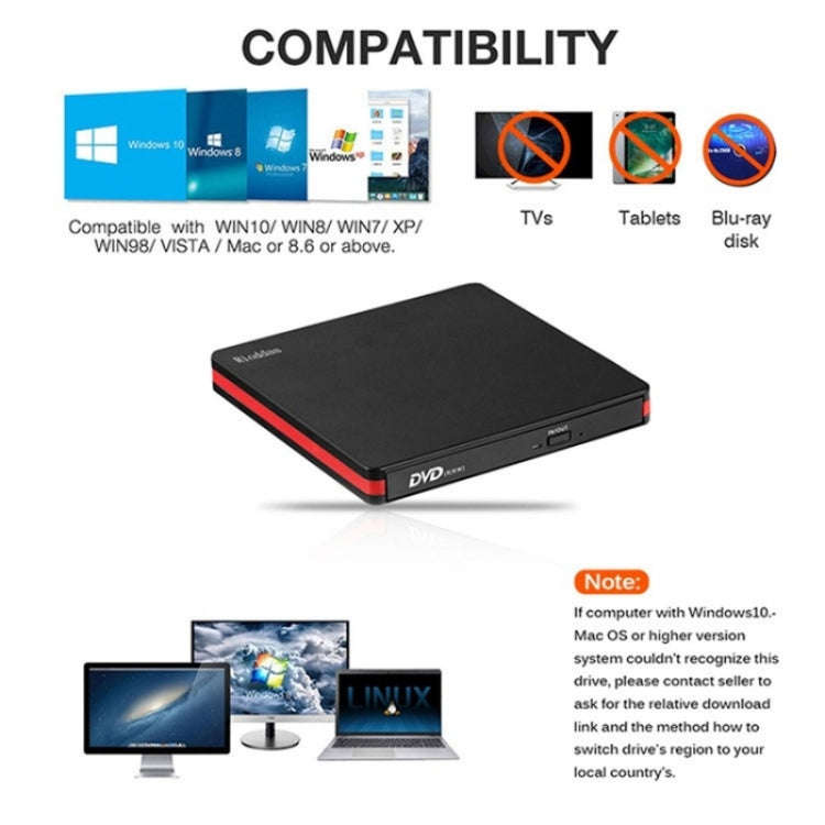 BT669 USB3.0 Laptop CD / DVD Burner Player Optical Drive Case External DVD Drive Enclosure