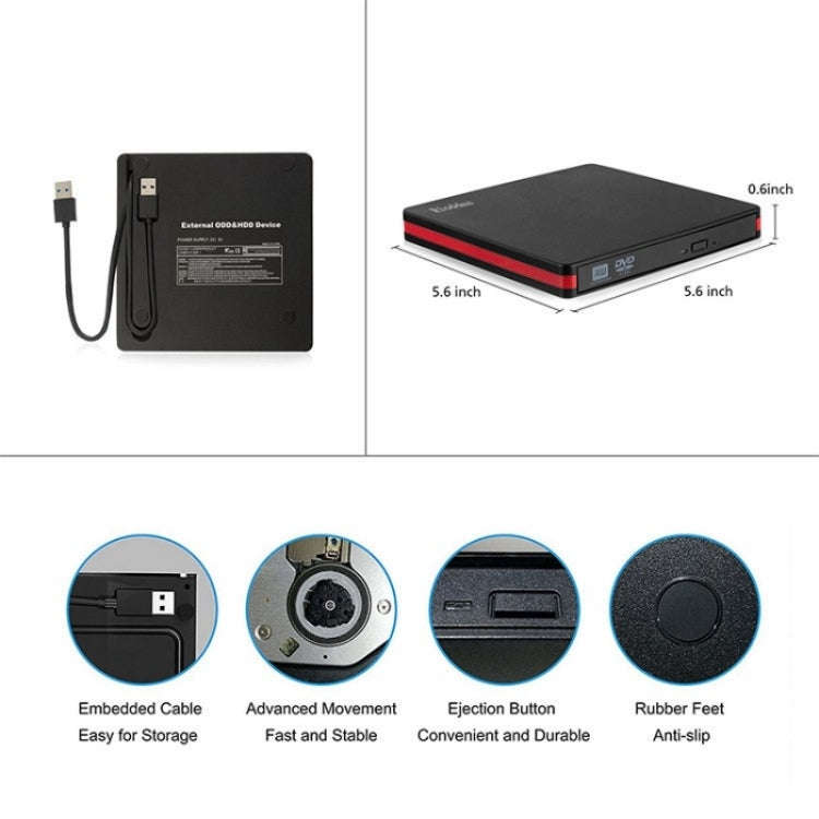 BT669 USB3.0 Laptop CD / DVD Burner Player Optical Drive Case External DVD Drive Enclosure