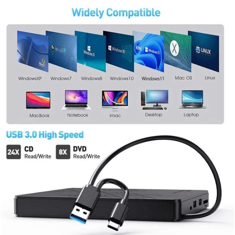 BT668 Readable TF / SD Card USB Multi-Function CD Disc Player External Optical Drive DVD Burner