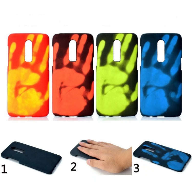 Paste Skin + PC Thermal Sensor Discoloration Case for OnePlus 6(Red yellow)