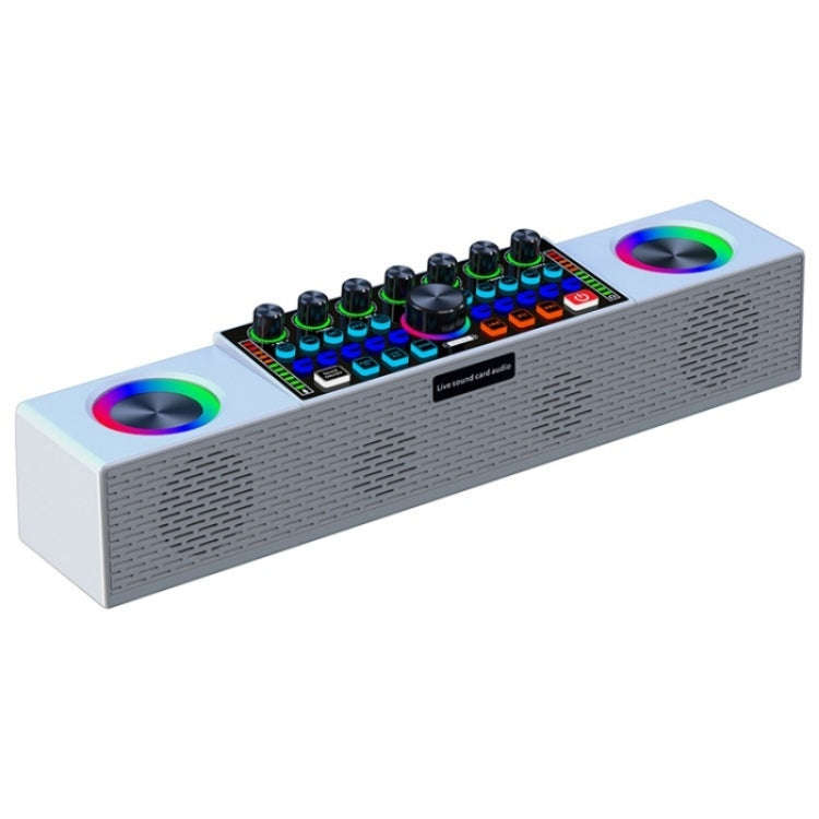 SY8 Live Sound Card All-in-one Machine Speaker Stereo Subwoofer With Mic(White)