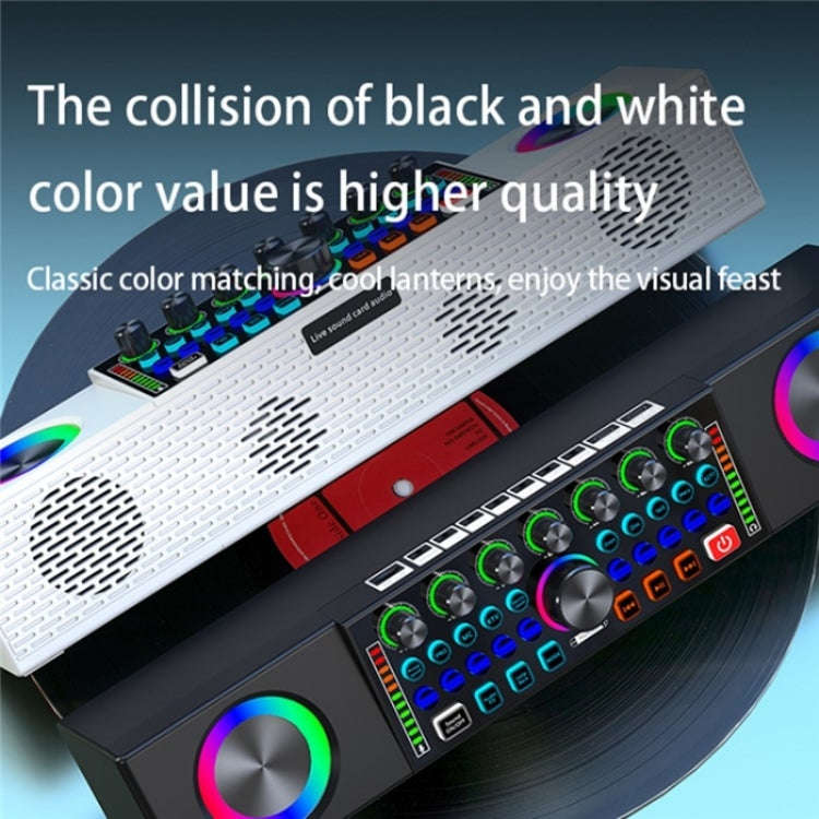 SY8 Live Sound Card All-in-one Machine Speaker Stereo Subwoofer With Mic(White)