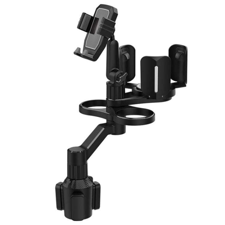 D04 Wth 2 Coffee Cup Car Cup Holder Adjustable Rotating Cell Phone Car Mount Holder(Grey)