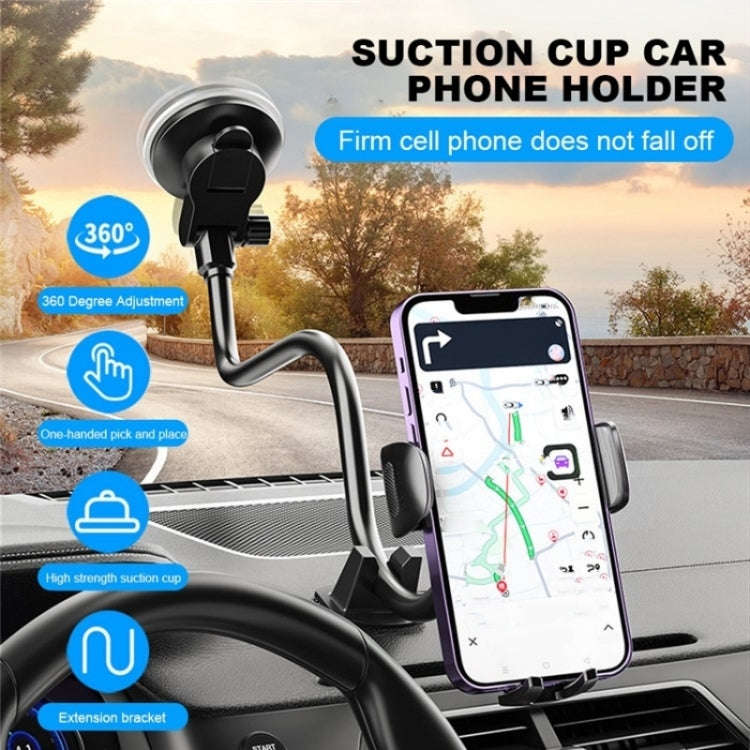 X034 Universal Truck Bus Dashboard Flexible Adjustable Windshield Suction Cup Car Phone Holder(Bl...