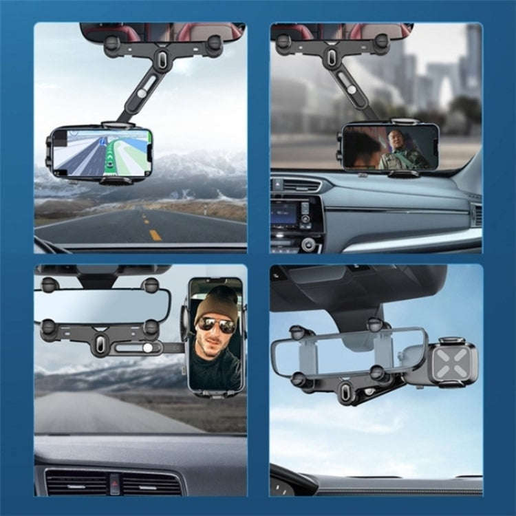 R010 Universal Vehicle Rearview Mirror Phone Holder Multifunctional Retractable Cell Phone Car Mo...