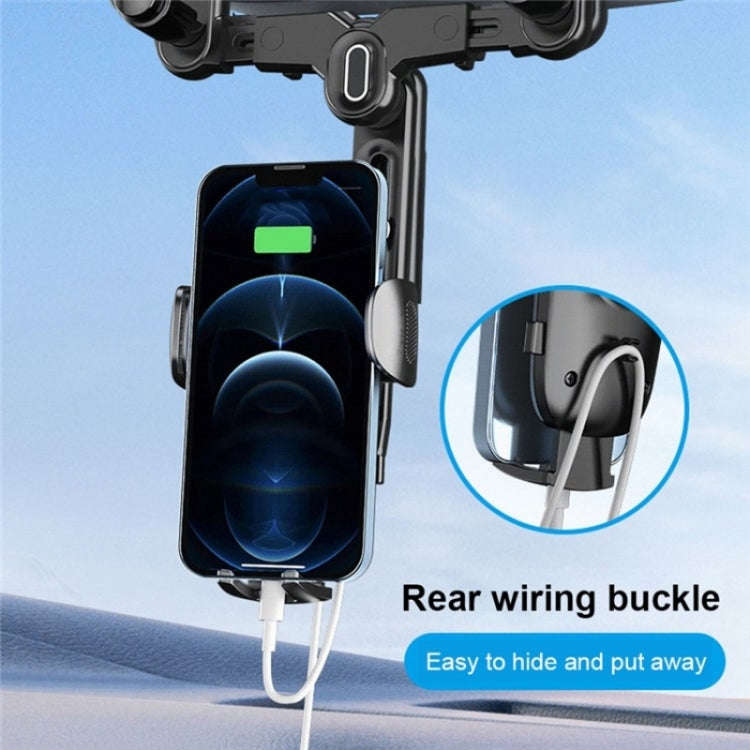 R009 Universal Vehicle Retractable Phone Clip Holder Car Rearview Mirror Cell Phone Mount(Black)