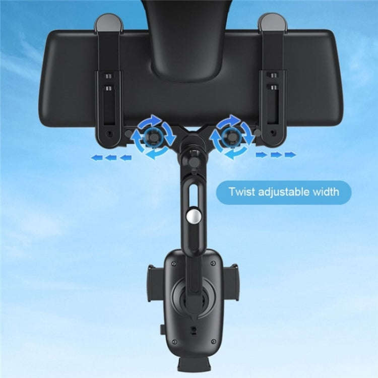 R009 Universal Vehicle Retractable Phone Clip Holder Car Rearview Mirror Cell Phone Mount(Black)