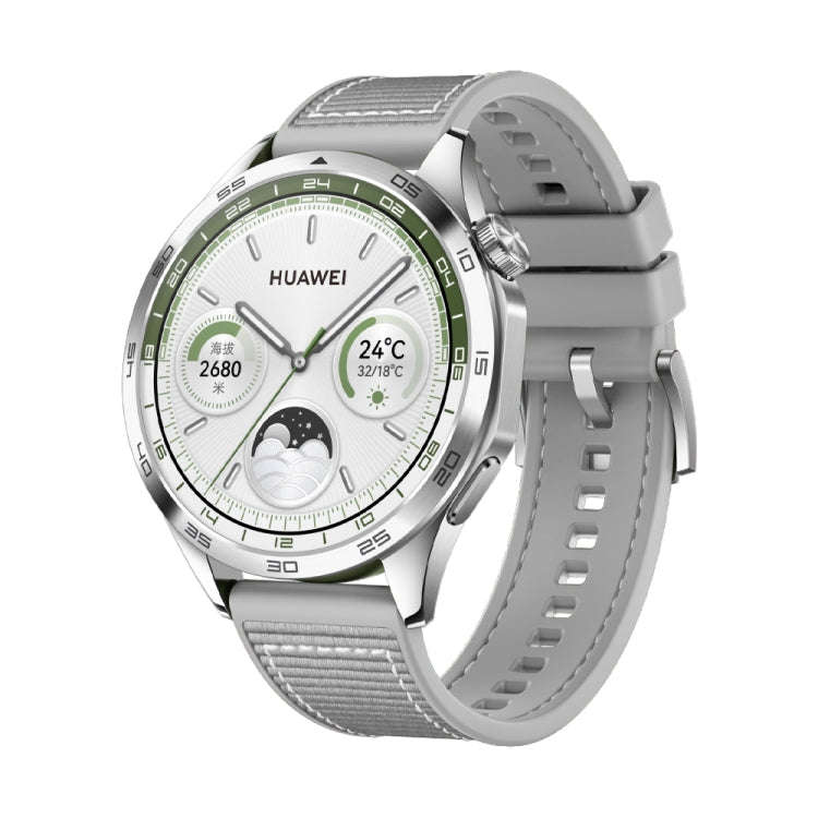 For Huawei Watch 4 Pro Nylon Silicone Leather Watch Band(Gray)