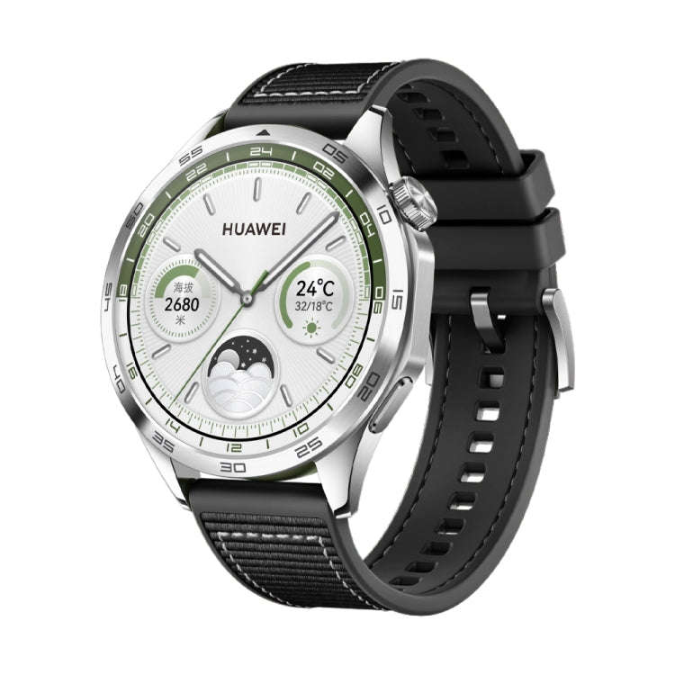 For Huawei Watch 4 Pro Nylon Silicone Leather Watch Band(Black)