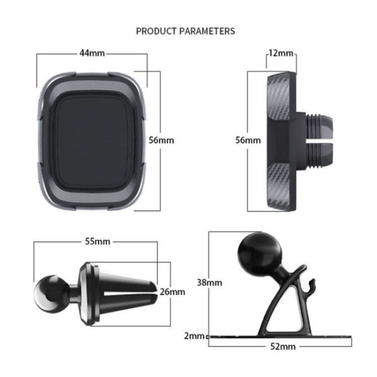 C18 With Air Vent Clip Car Adhesive Dashboard Mount Magnetic Phone Holder Bracket