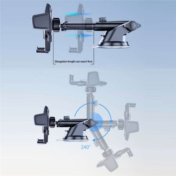 D39+105 With Air Vent Clip Suction Cup Base Telescopic Arm Automatic Clamp Car Phone Holder Bracket