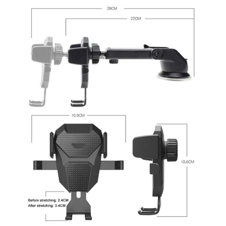 D25+105+K5 Auto Locking Car Phone Clip Telescopic Suction Cup Dashboard Phone Mount Holder(Red)