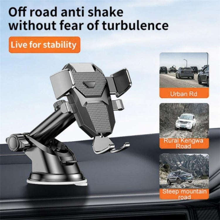 D25+105+K5 Auto Locking Car Phone Clip Telescopic Suction Cup Dashboard Phone Mount Holder(Red)