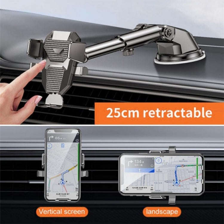 D25+105+K5 Auto Locking Car Phone Clip Telescopic Suction Cup Dashboard Phone Mount Holder(Red)