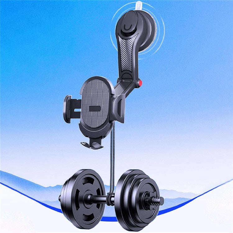 ES33 Car Mobile Phone Holder Bracket Carbon Fiber 360 Degree Rotation Suction Cup Mount(Red)