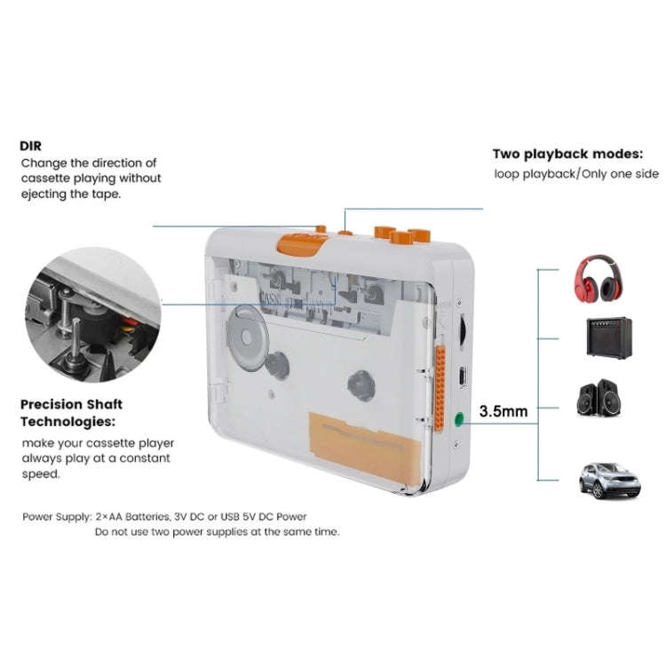EZCAP 218SP Clear Stereo Walkman Cassette Player Portable Cassette Tape to MP3 Converter