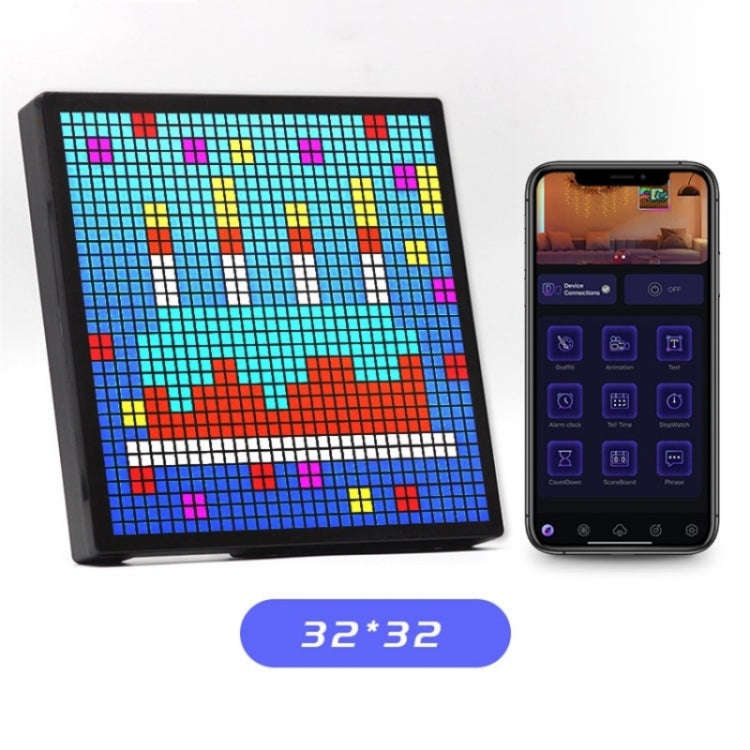 ID32 Advertising Desktop Dynamic Alarm Clock Pixel Screen Display IDM Art Cyberpunk Style Cartoon...