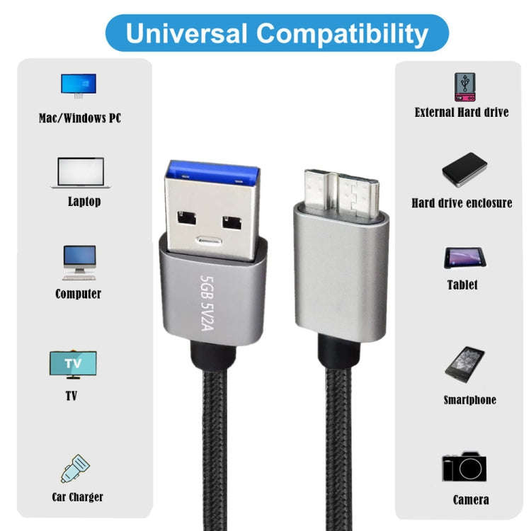 JUNSUNMAY USB 3.0 Male to Micro-B Cord Cable Compatible with Samsung Camera Hard Drive, Length:3m