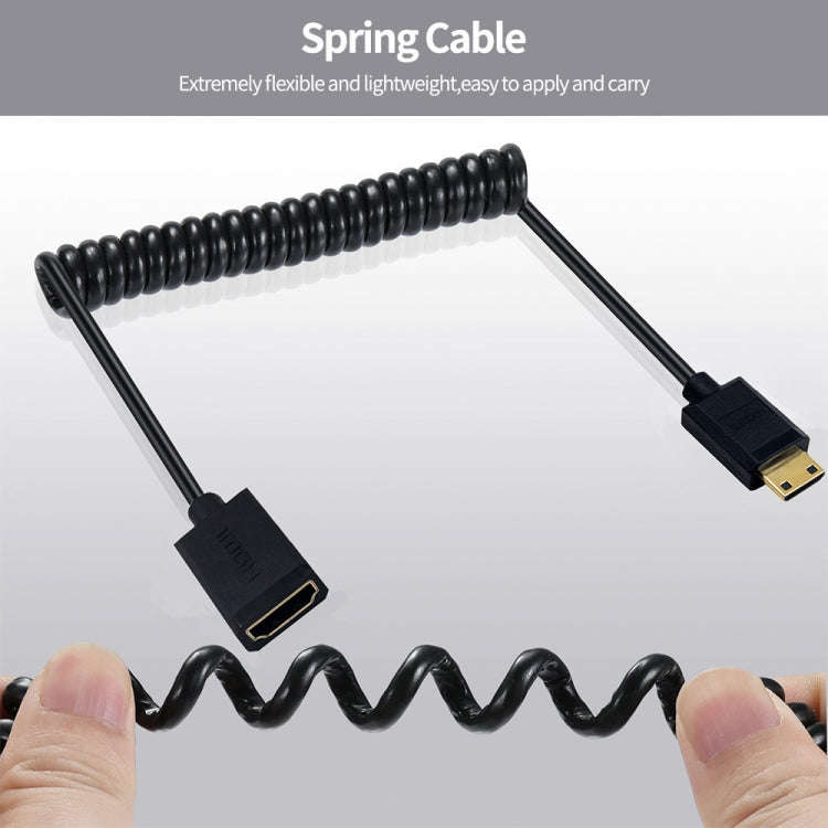 JUNSUNMAY 4K 60Hz Mini HDMI Male to HDMI 2.0V Female Spring Cable, Length:1.8m(Straight)