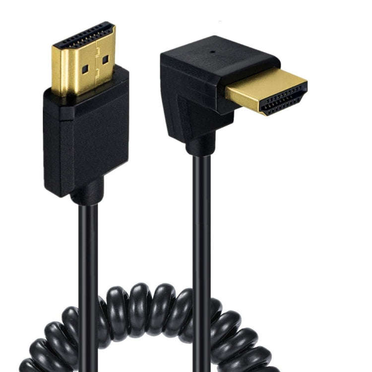 JUNSUNMAY 4K 60Hz HDMI Male to Male HDMI 2.0V Elbow Head Spring Cable, Length:1.2m(Down)