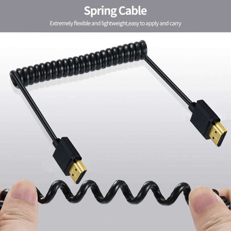 JUNSUNMAY 4K 60Hz HDMI Male to Male HDMI 2.0V Elbow Head Spring Cable, Length:1.2m(Left)