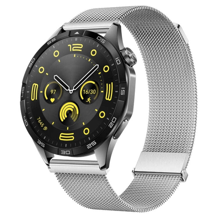 For Huawei Watch GT 4 46mm Milan Daul Magnetic Steel Mesh Watch Band(Silver)