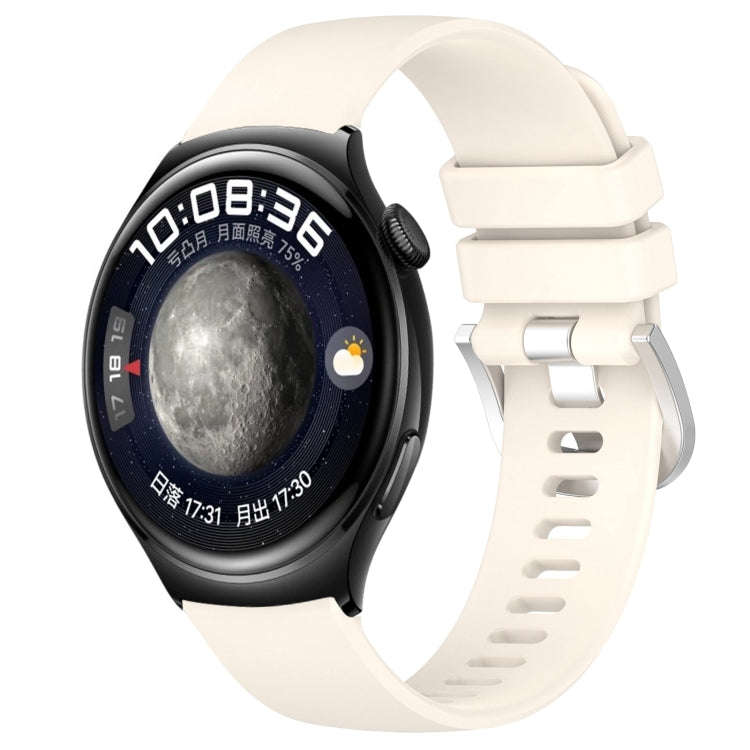For Huawei Watch 4 22mm Liquid Glossy Silver Buckle Silicone Watch Band(Starlight Color)