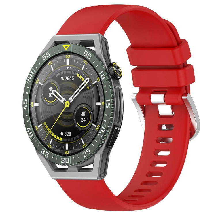 For Huawei Watch GT3 SE 22mm Liquid Glossy Silver Buckle Silicone Watch Band(Red)