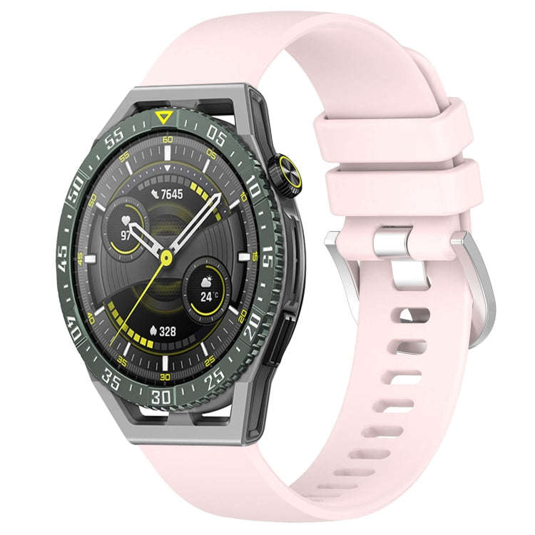 For Huawei Watch GT3 SE 22mm Liquid Glossy Silver Buckle Silicone Watch Band(Pink)